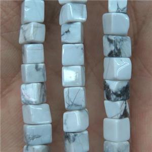 white howlite turquoise cube beads, approx 4x4x4mm