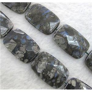 gray opal stone bead, faceted rectangle, approx 12x18mm, 15.5 inches