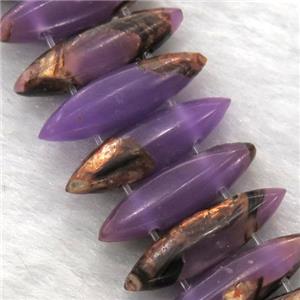 purple Imperial Jasper oval beads with broznite, approx 22mm wide