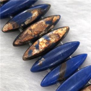 blue Imperial Jasper oval beads with broznite, approx 22mm wide