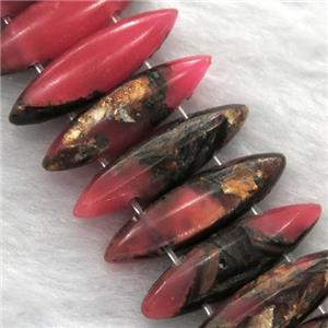 red Imperial Jasper oval beads with broznite, approx 22mm wide
