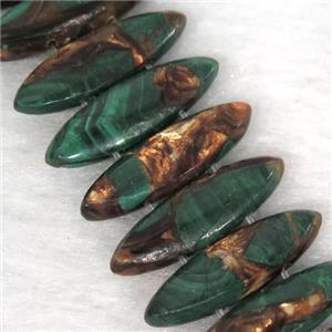 green Imperial Jasper oval beads with broznite, approx 22mm wide
