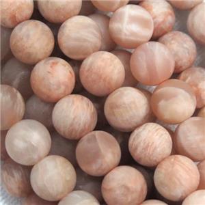 matte round Peach Sunstone beads, approx 10mm dia