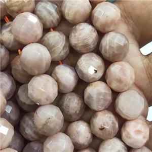 peach SunStone beads ball, faceted round, approx 8mm dia