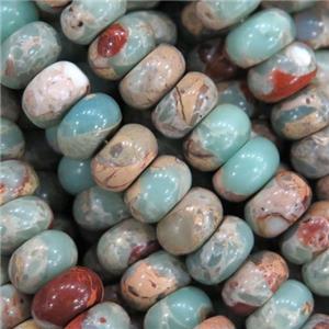 blue Imperial Jasper rondelle beads, synthetic, approx 4x6mm