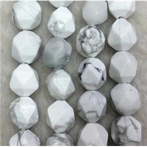 white Howlite Turquoise ball beads, faceted round, approx 6mm dia