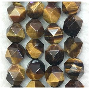 yellow Tiger eye stone ball beads, faceted round, approx 10mm dia