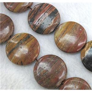 brown opal beads, flat-round, approx 16mm dia, 15.5 inches