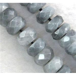 natural hawk Eye Stone beads, faceted rondelle, approx 12x18mm, 15.5 inches