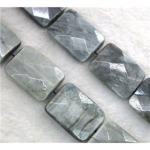 natural hawk Eye Stone bead, faceted rectangle, approx 30x40mm, 15.5 inches