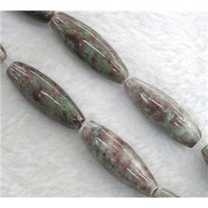 Red Green Garnet Beads, rice-shaped, approx 12x40mm