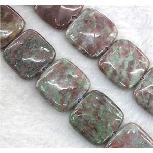 Red Green Garnet Beads, square, approx 12x12mm