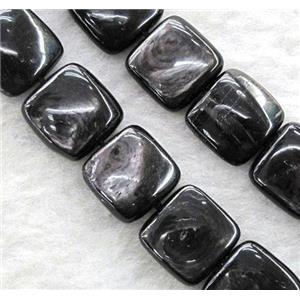hypersthene stone bead, square, approx 12x12mm, 15.5 inches
