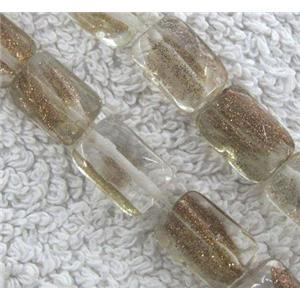 goldsand crystal quartz beads, faceted rectangle, approx 8x12mm, 15.5 inches