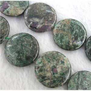 natural Emerald Beads, flat round, approx 30mm dia