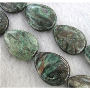natural Emerald Bead, flat teardrop, approx 10x14mm