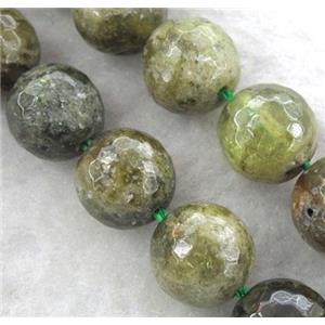 natural green Garnet Beads, faceted round, Grade-AA, approx 10mm dia, 15.5 inches