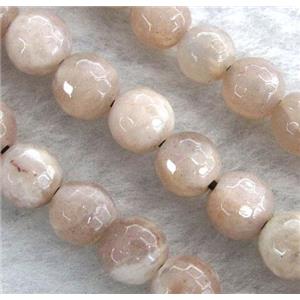 pink Sunstone beads, faceted round, approx 6mm dia, 15.5 inches