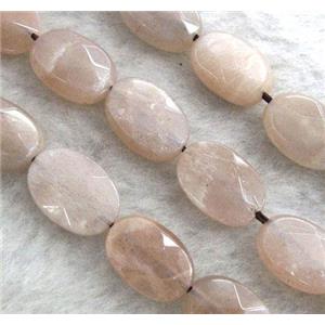 Sunstone beads, faceted oval, pink, approx 8x12mm, 15.5 inches
