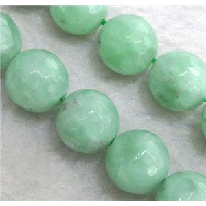 Chinese Nephrite Jade Beads Green Faceted Round, approx 10mm dia, 15.5 inches
