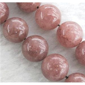 round Strawberry Quartz Beads, approx 6mm dia, 15.5 inches