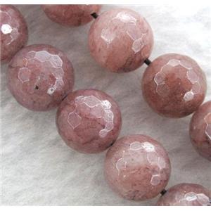 faceted round Strawberry Quartz beads, approx 10mm dia, 15.5 inches