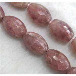 Strawberry Quartz beads, faceted barrel, approx 13x18mm, 15.5 inches