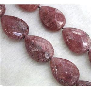 Strawberry Quartz bead, faceted teardrop, approx 13x18mm, 15.5 inches