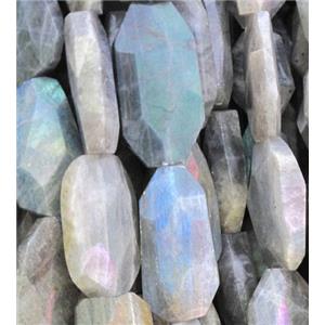 Labradorite bead, faceted rectangle, approx 15-30mm, 15.5 inches