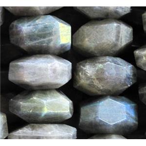 Labradorite bead, faceted rondelle, approx 10x18mm, 15.5 inches