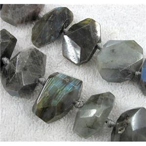 Labradorite bead, faceted freeform, approx 15-30mm, 15.5 inches