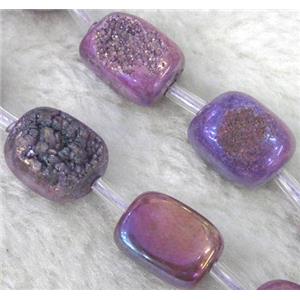 druzy quartz beads, freeform, lavender electroplated, approx 10-15mm, 15.5 inches