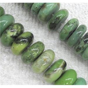 australian chrysoprase bead, rondelle, green, approx 14mm dia, 15.5 inches