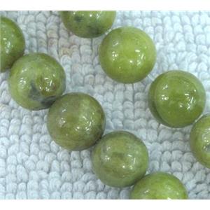 Chinese Nephrite Jade Beads Olive Smooth Round, approx 8mm dia