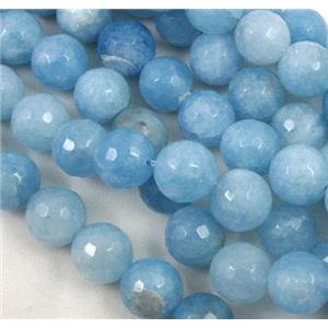 blue Sponge Quartz Beads, faceted round, approx 14mm dia