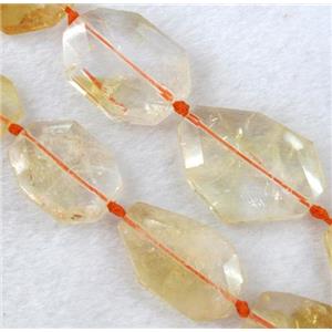citrine bead, faceted freeform, approx 10-30mm, 15.5 inches
