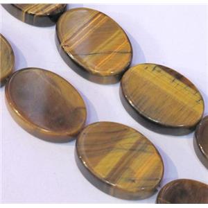 yellow tiger eye beads, oval, flat, approx 18x25mm