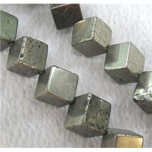 pyrite bead, cube, approx 8x8x8mm