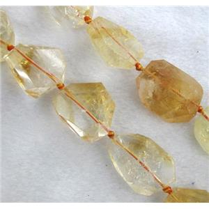 citrine nugget bead, freeform, yellow, approx 12-22mm