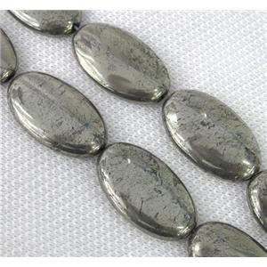 pyrite bead, flat oval, approx 18x30mm