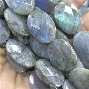 Labradorite bead, faceted oval, approx 18x25mm, 15.5 inches