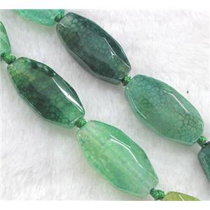 green veins agate bead, faceted barrel, approx 15x30mm, 15.5 inches