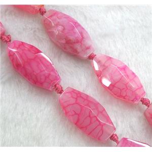 hotpink veins agate bead, faceted barrel, approx 15x30mm, 15.5 inches