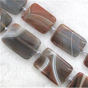 striped agate bead, rectangle, approx 25x33mm, 15.5 inches