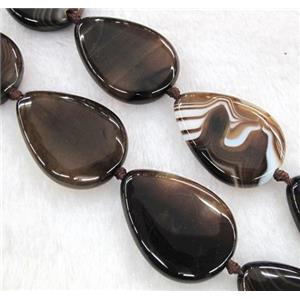 striped agate bead, teardrop, approx 25x35mm, 15.5 inches