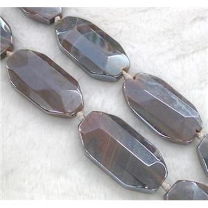 agate beads, faceted rectangle, electroplated, approx 20x40mm, 15.5 inches