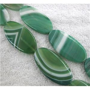 green agate bead, oval, approx 25x50mm, 15.5 inches