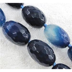 blue agate beads, faceted barrel, approx 16-30mm, 15.5 inches