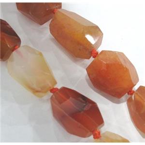 red agate beads, faceted freeform, approx 10-20mm, 15.5 inches