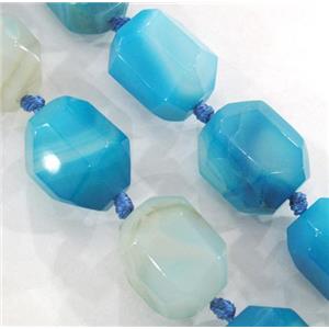 blue Agate Beads, faceted freeform, approx 10-20mm, 15.5 inches